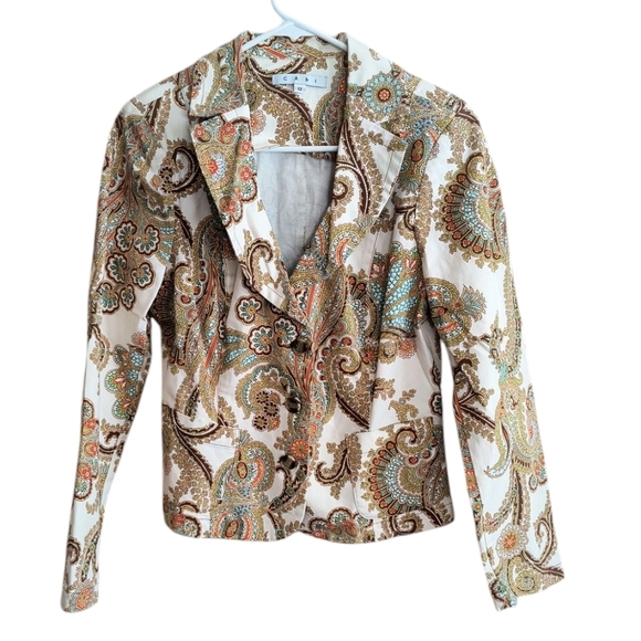 CAbi Jackets & Blazers - CAbi Ivory Paisley Print "Lotus" Triple Button Front Blazer/Jacket Size 8